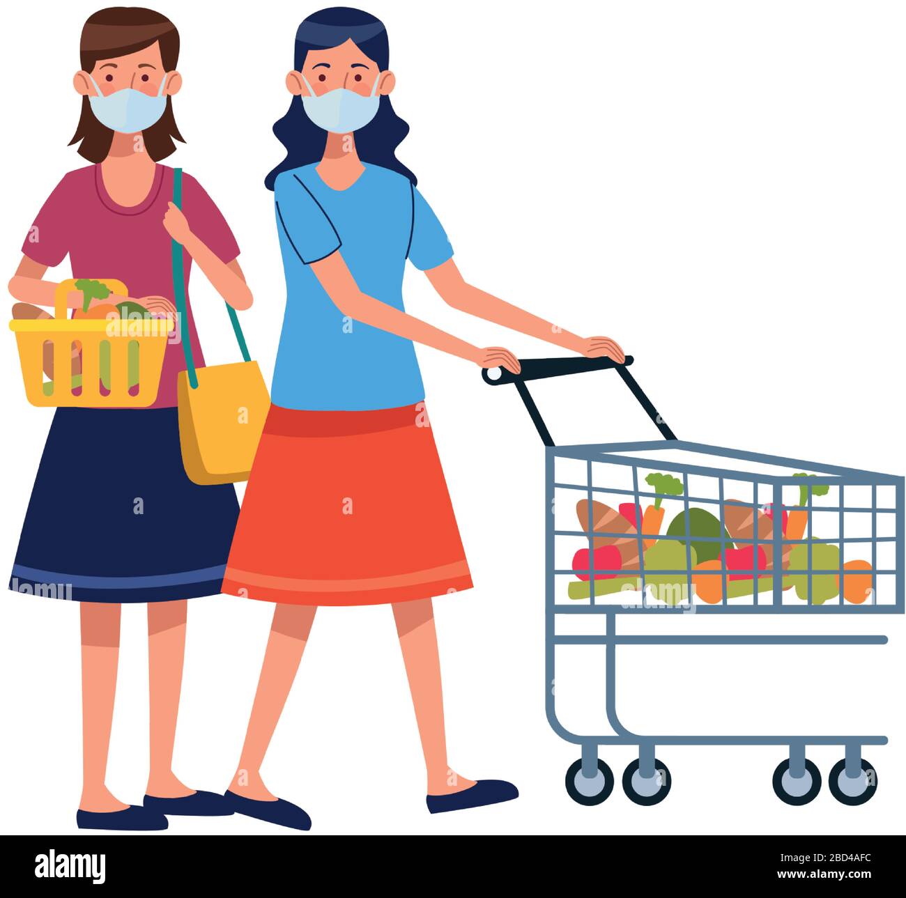 women using face masks in supermarket Stock Vector Image & Art - Alamy