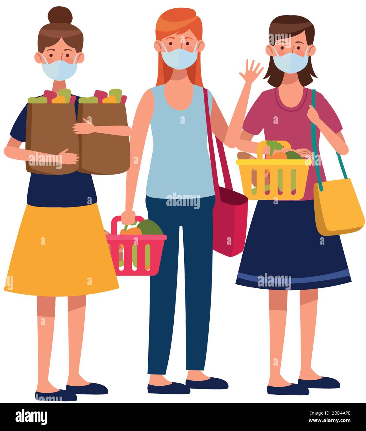 women using face masks in supermarket Stock Vector Image & Art - Alamy