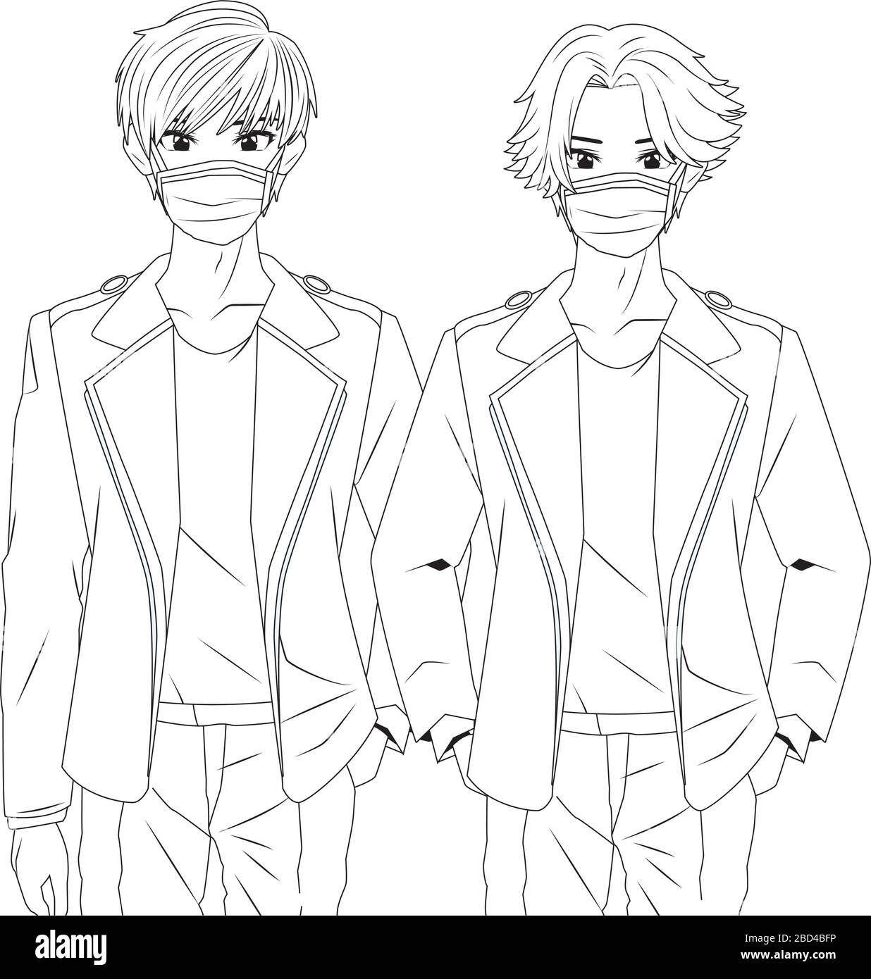 Young Boys Using Face Masks Anime Characters Stock Vector Image Art Alamy Young Boys Using Face Masks Anime Characters Stock Vector Image Art Alamy