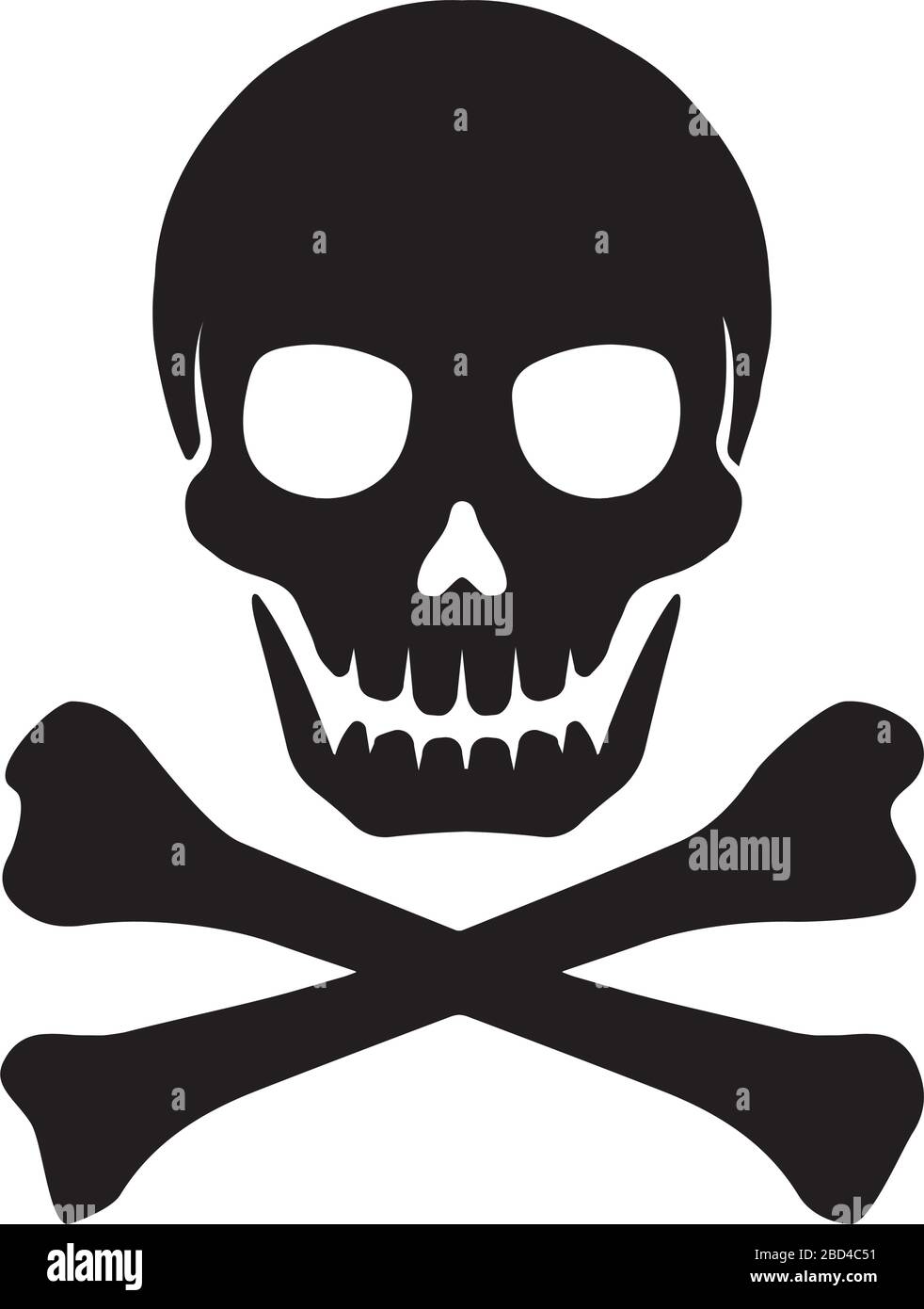 Crossbones skull mark flat vector illustration ( danger / warning) Stock Vector