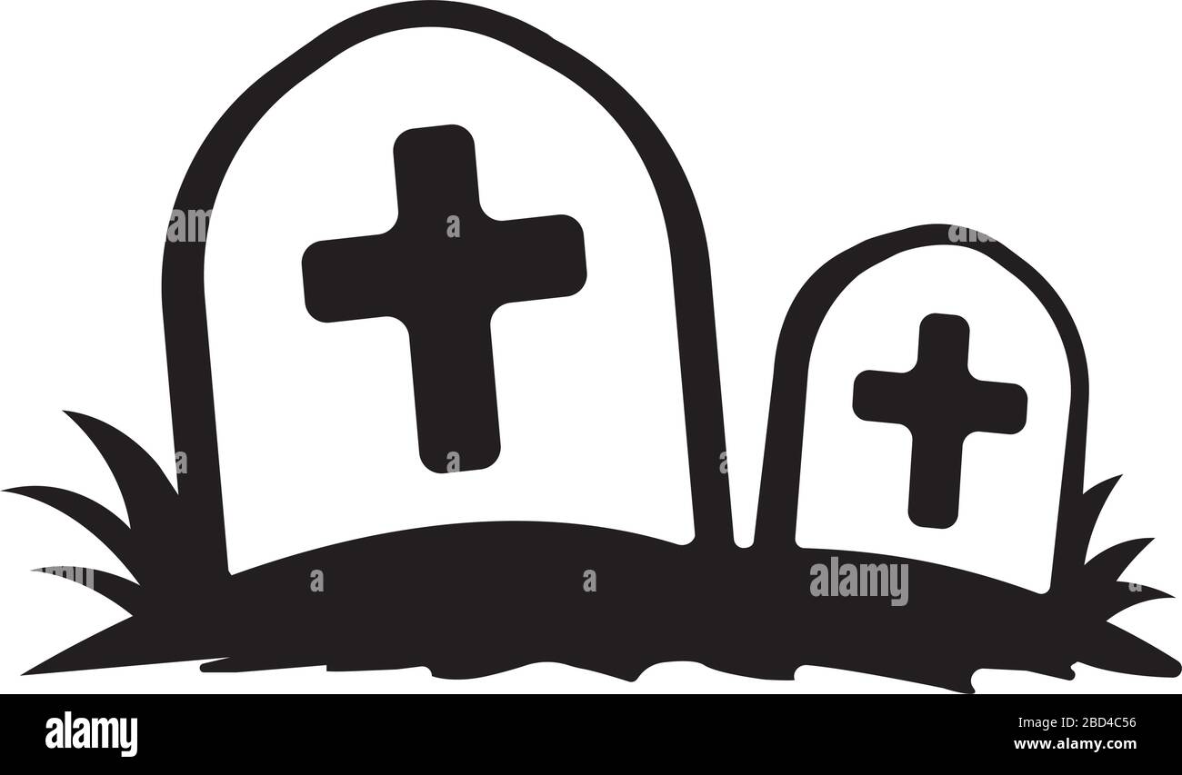 Abolished grave flat icon illustration ( horror / halloween) Stock Vector