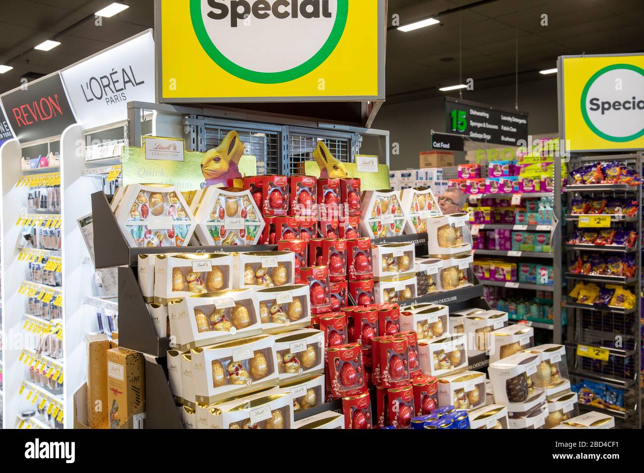 Easter eggs and chocolate on sale in australian supermarket Stock Photo