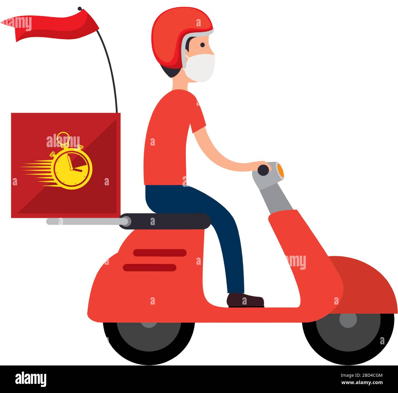 Deliver Rider Mask delivery worker using face mask in motorcycle Stock Vector Image & Art ...