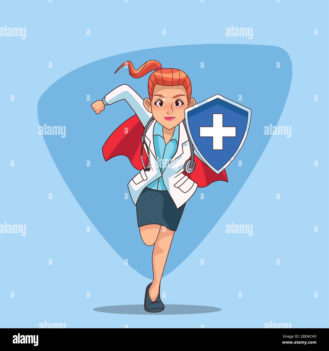 super female doctor with hero cloak runing Stock Vector Image & Art - Alamy
