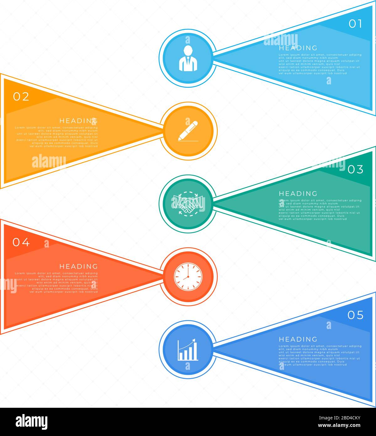 Infographic triangle heading work step business planning color bright