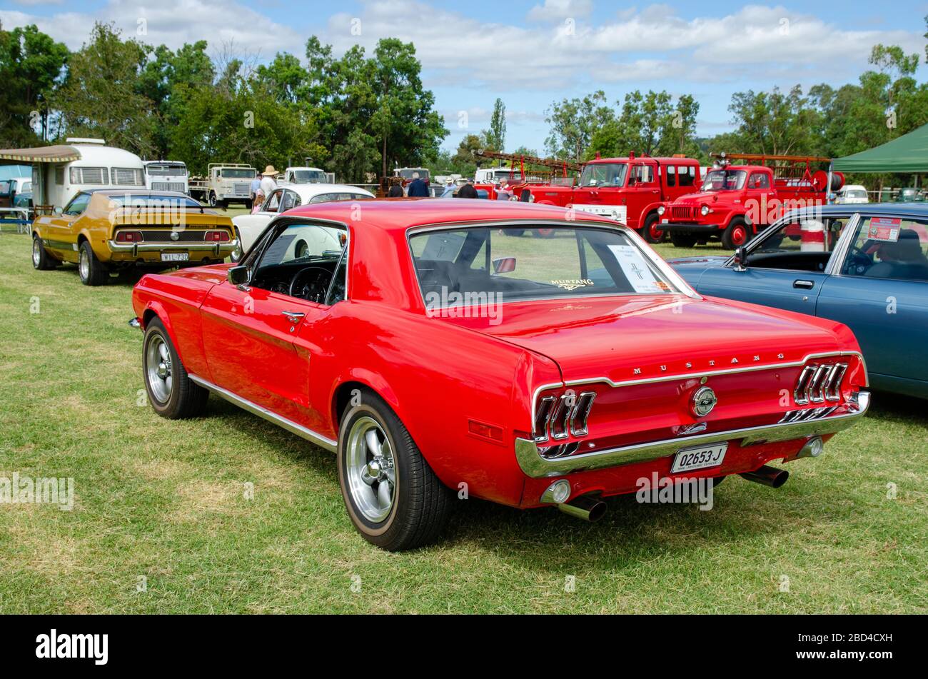Bright Red 1968 Ford Mustang V8 First Generation Hardtop Coupe Stock Photo Alamy