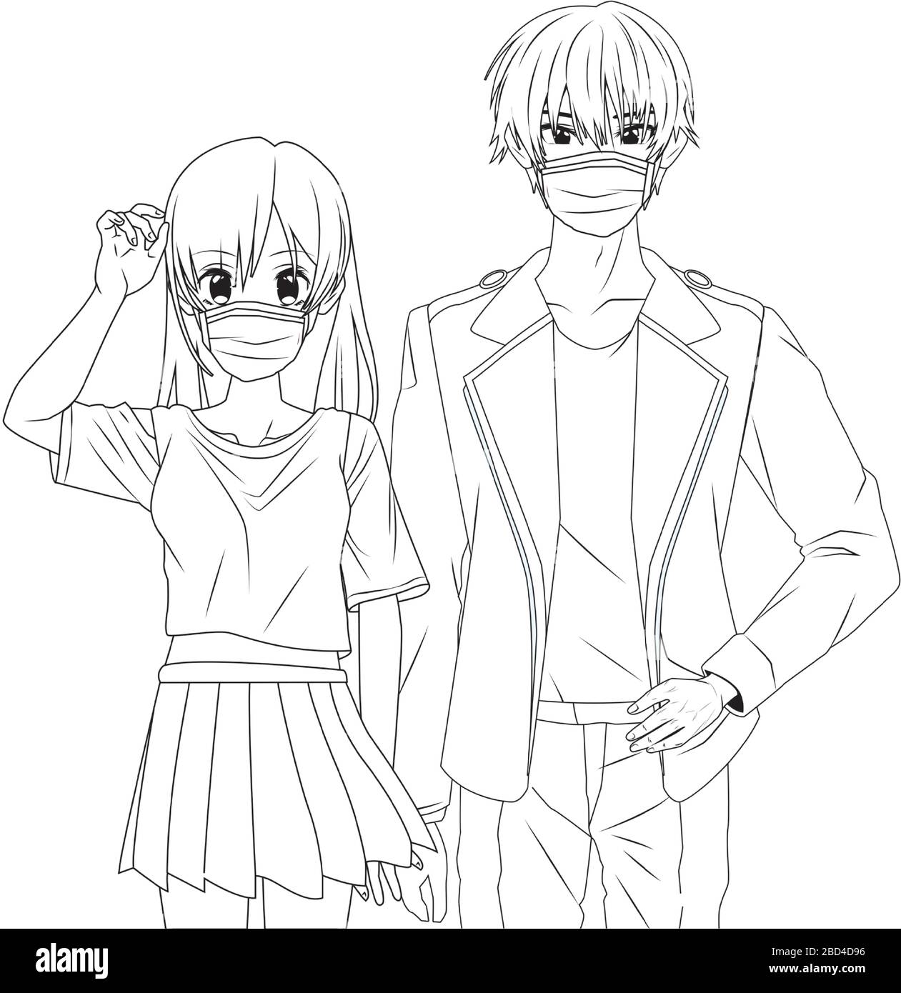 Anime couple hug stock illustration Illustration of digitalart  75376279