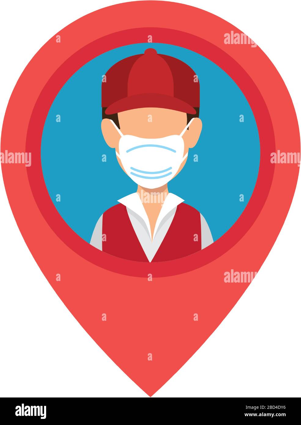 man using face mask in pin location Stock Vector