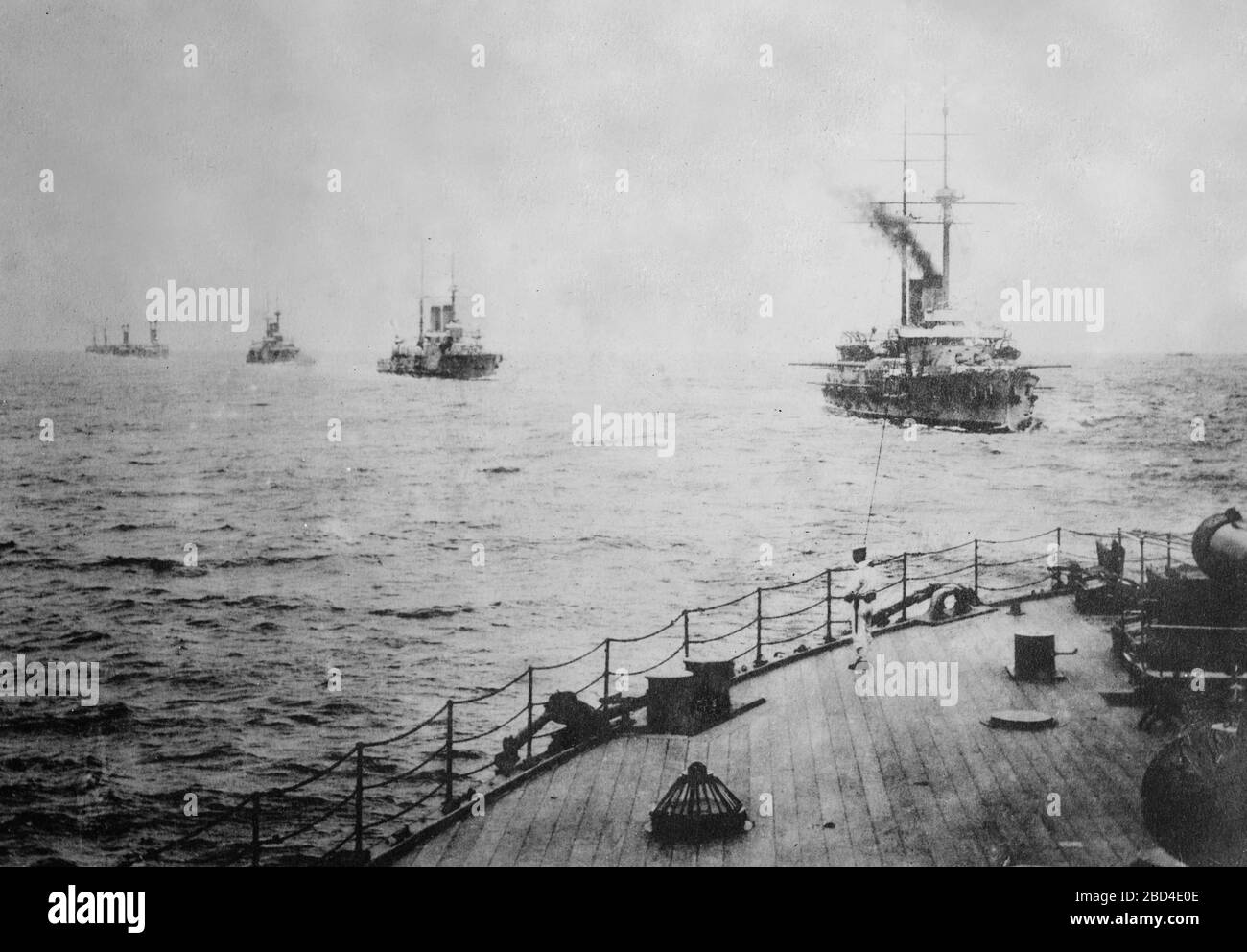 Japanese fleet advancing ca. 1910-1915 Stock Photo