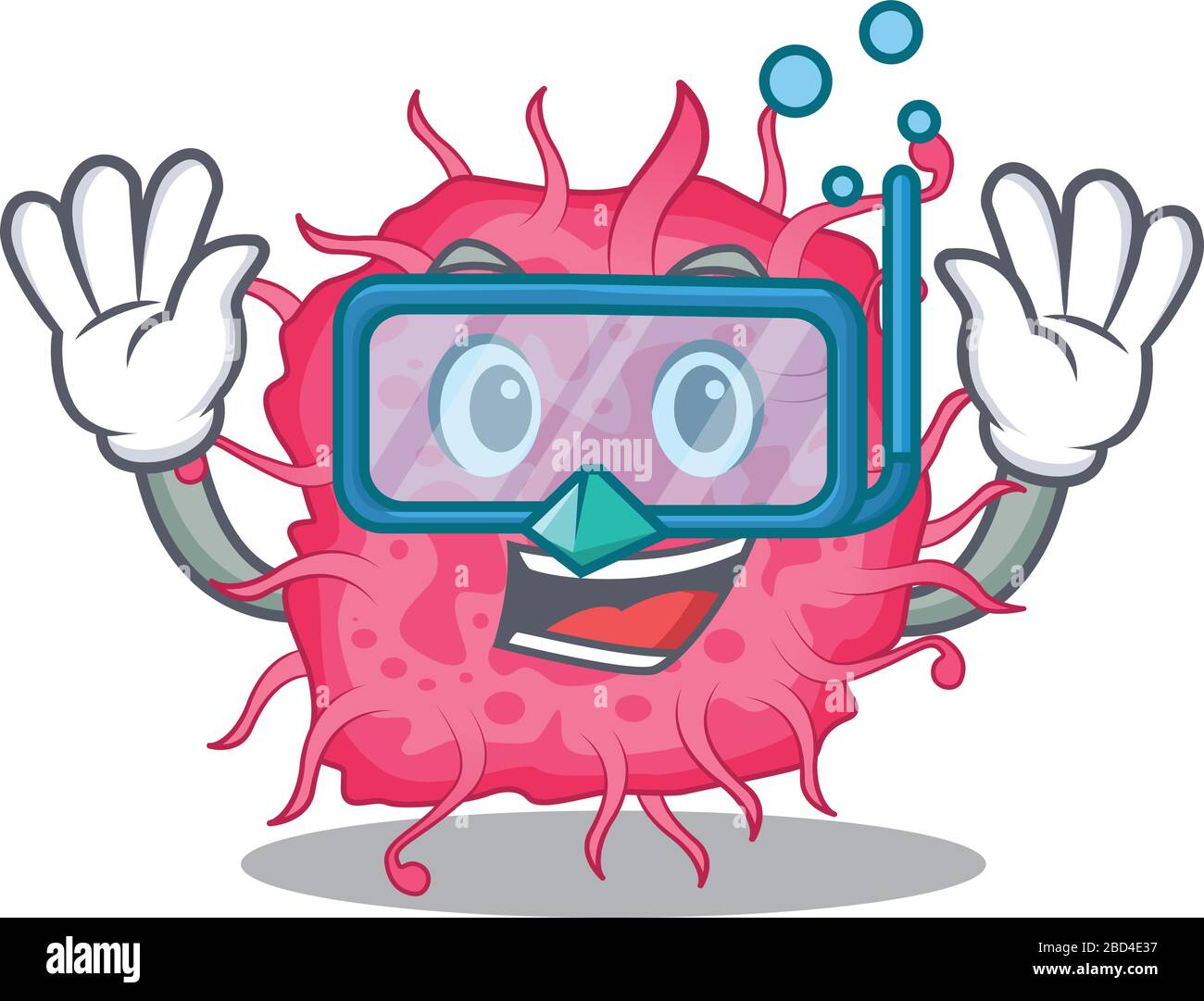 pathogenic bacteria mascot design concept wearing diving glasses Stock Vector