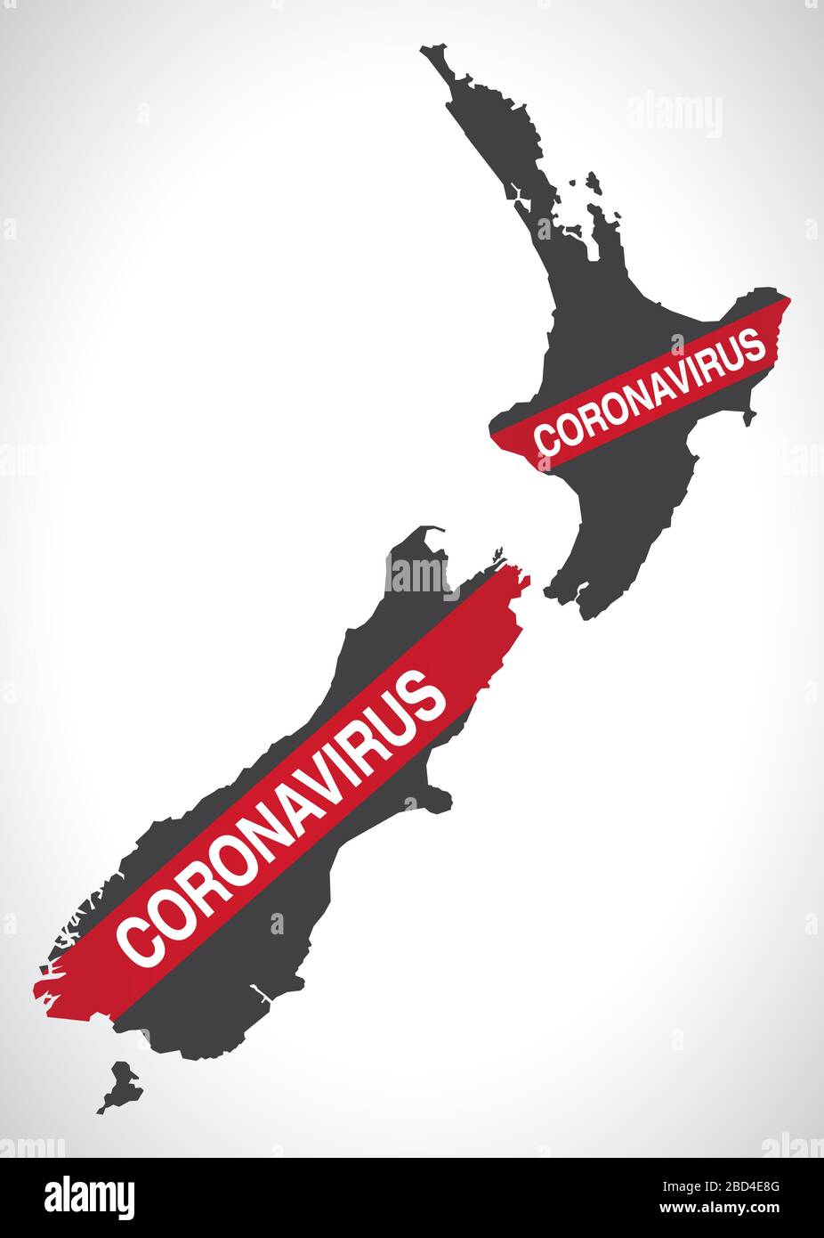 New Zealand map with Coronavirus warning illustration Stock Vector