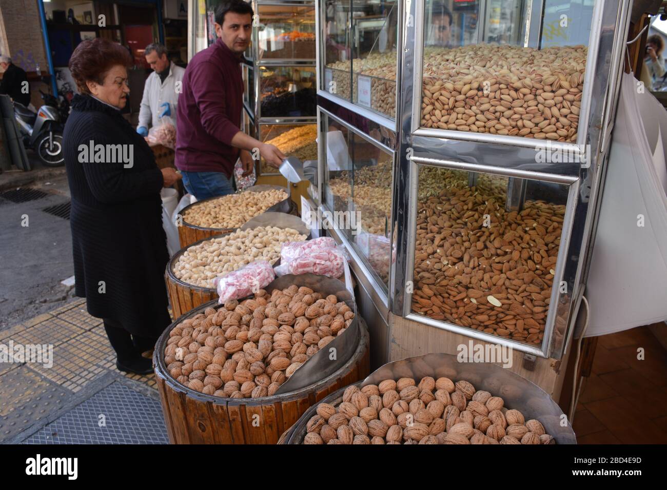 A nut store at Athens Central Market, Greece Stock Photo Alamy