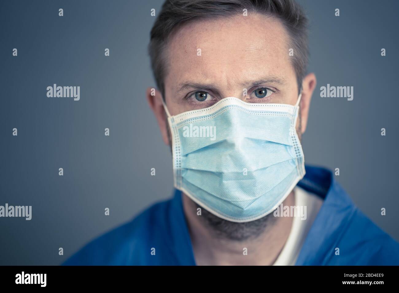 Stop the spread and Save lives campaign. Man Doctor wearing protection ...