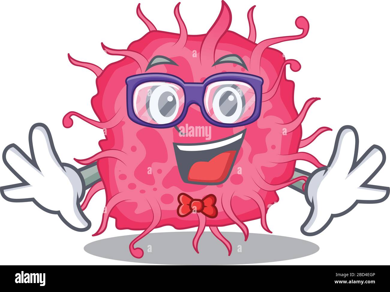 Mascot design style of geek pathogenic bacteria with glasses Stock Vector