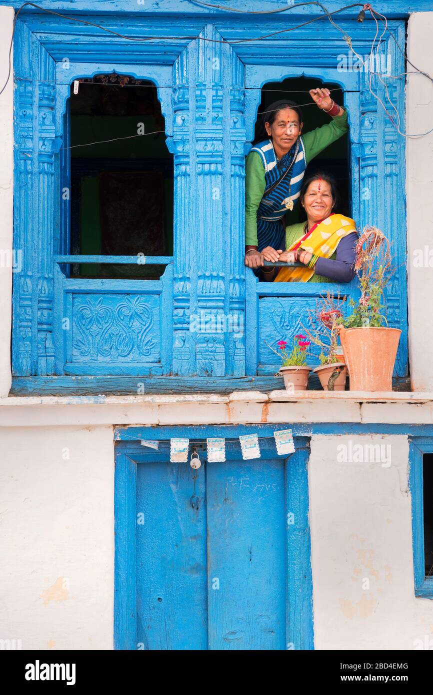 The image of Local village ladies at home in Sitlakhet, Almora in Kumaon, Uttaranchal, India, Asia Stock Photo