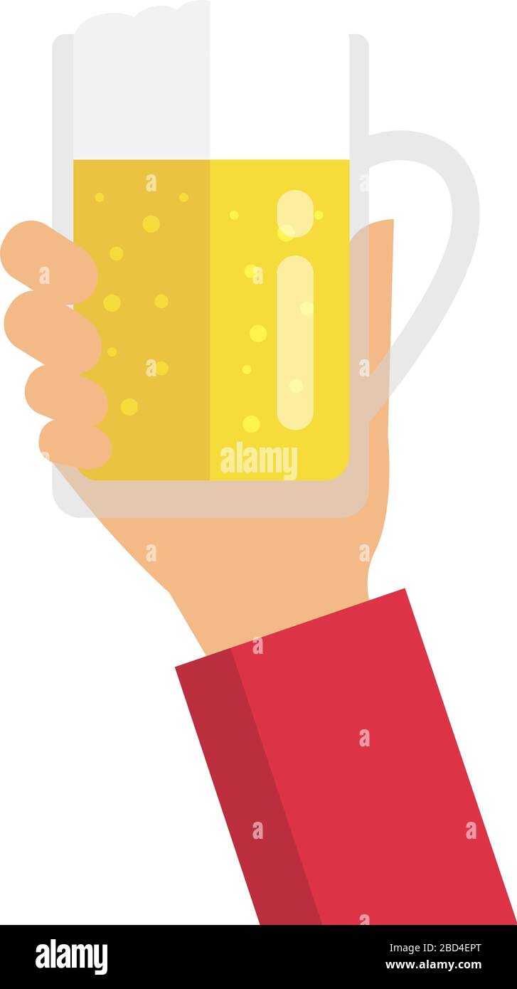holding a beer in hand / flat vector illustration Stock Vector