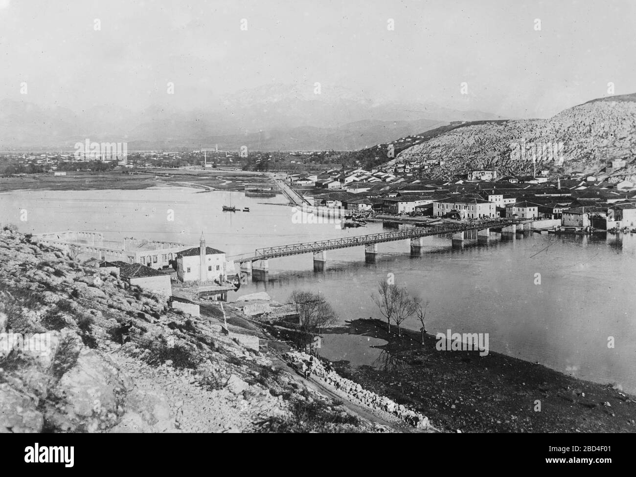 Aerial view of Scutari or the Üsküdar district on the Asian part of Istanbul, Turkey ca. 1910-1915 Stock Photo