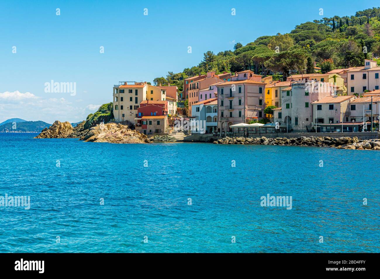 Scenic summer sight in Marciana Marina village, Elba Island, Tuscany, Italy. Stock Photo
