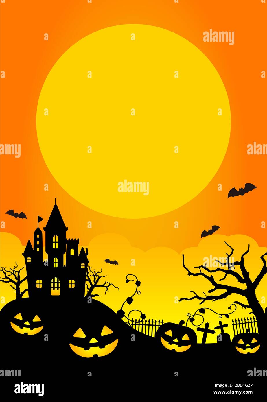 Halloween silhouette background vector illustration. Poster (flyer ...