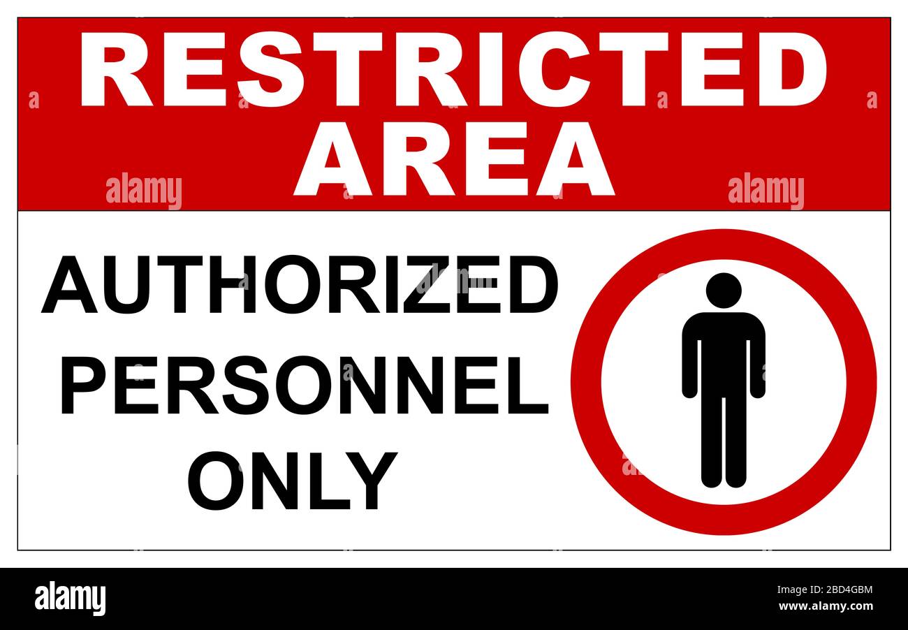 Restricted area sign with No Entry warning symbol Stock Photo