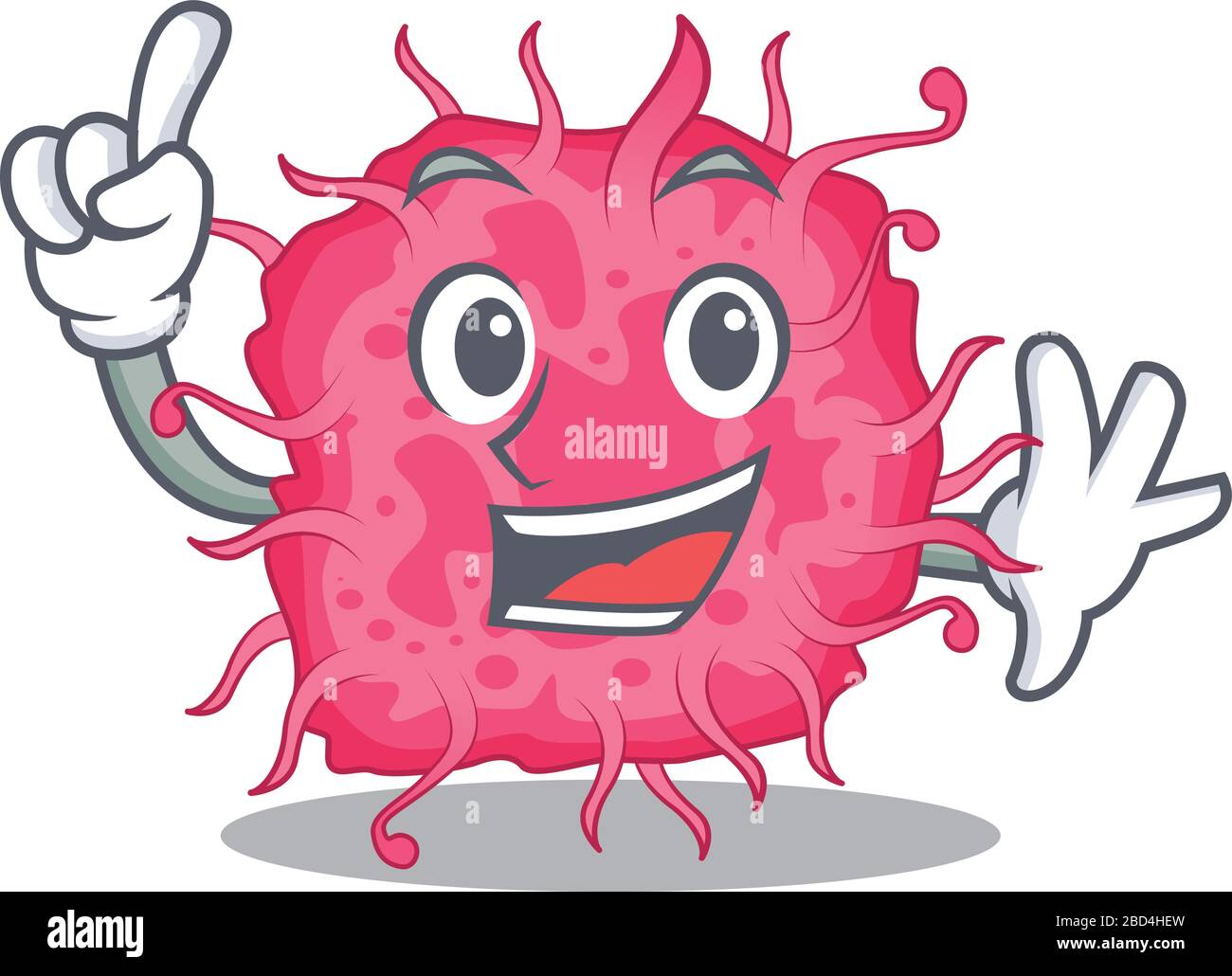 pathogenic bacteria mascot character design with one finger gesture Stock Vector