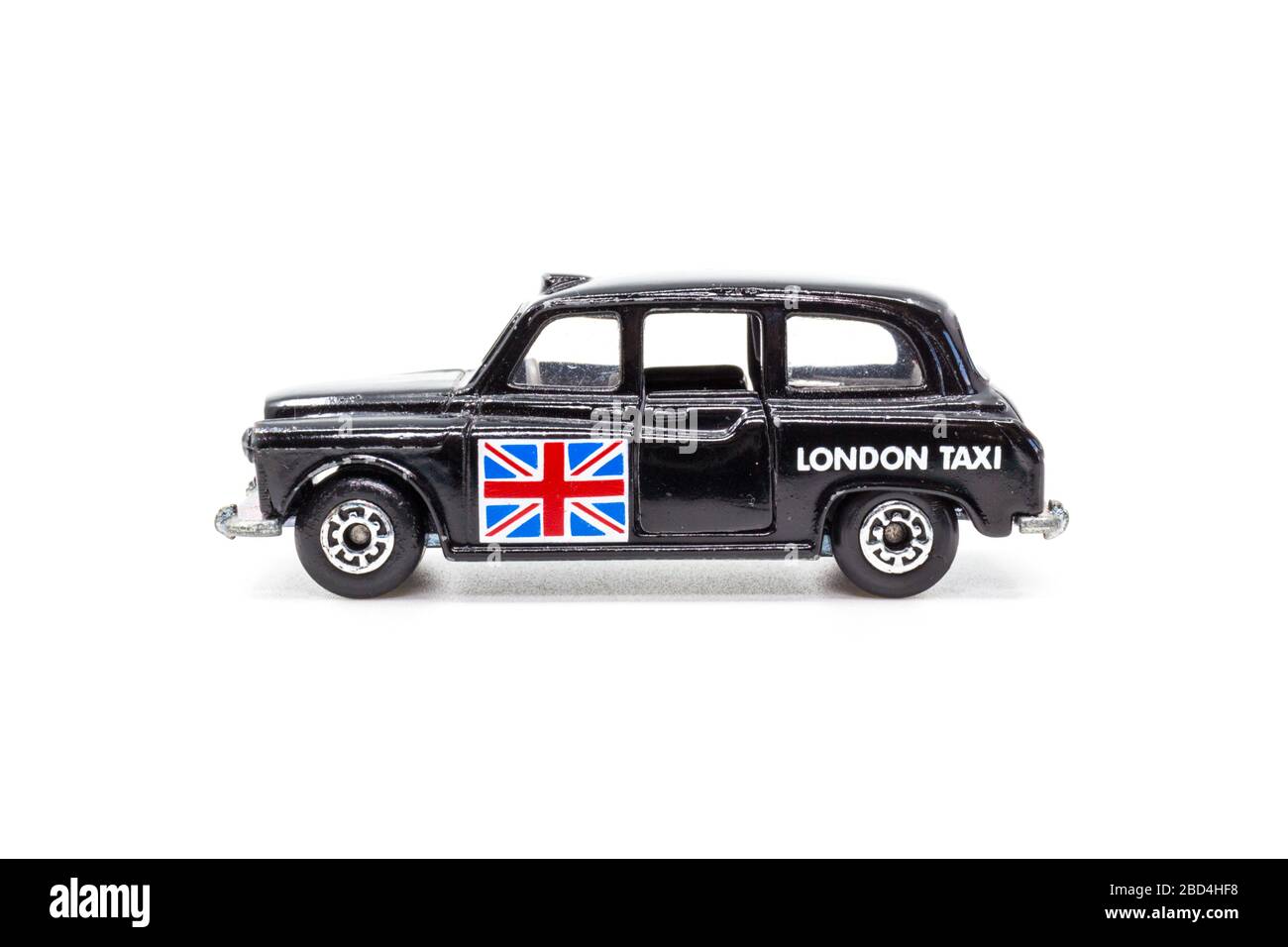 Matchbox model toy car 1-75 series no.4 London Taxi FX4R, side view Stock Photo