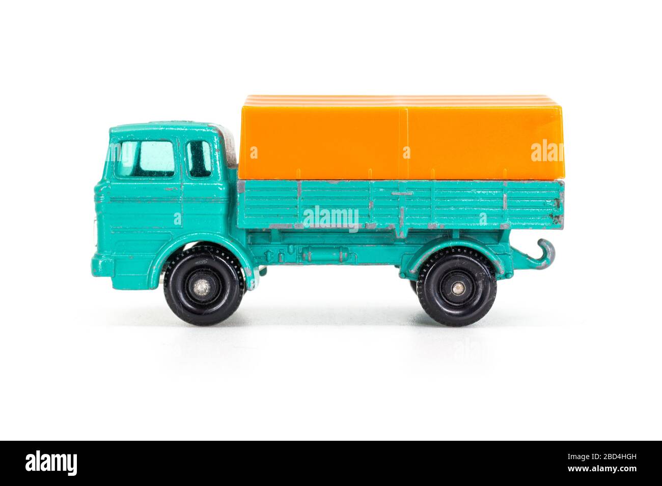 Lesney Products Matchbox model toy car 1-75 series no.1 Mercedes-Benz Covered Truck, side view Stock Photo