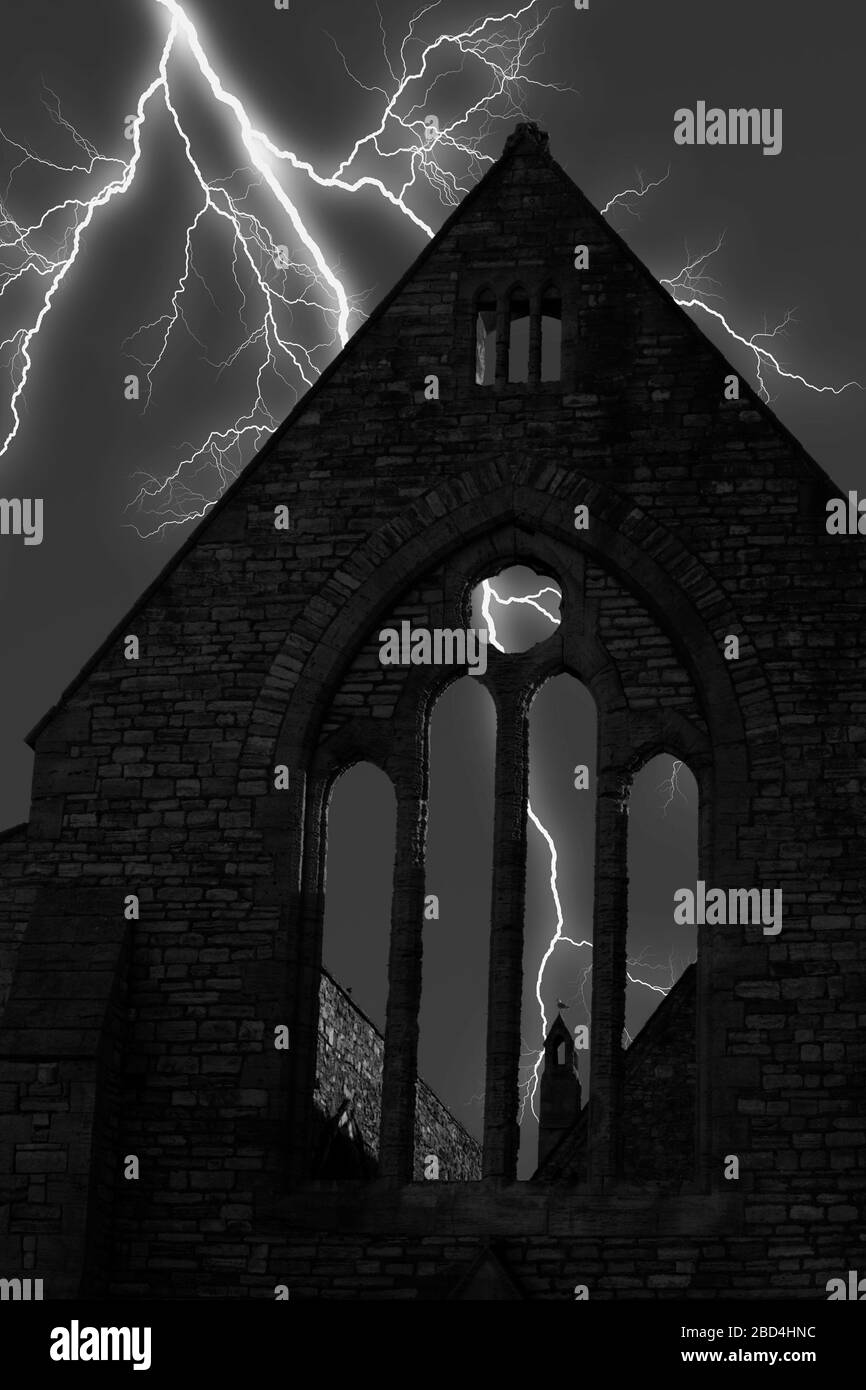 Dramatic lightning strike near the Royal Garrison Church, Old Portmouth