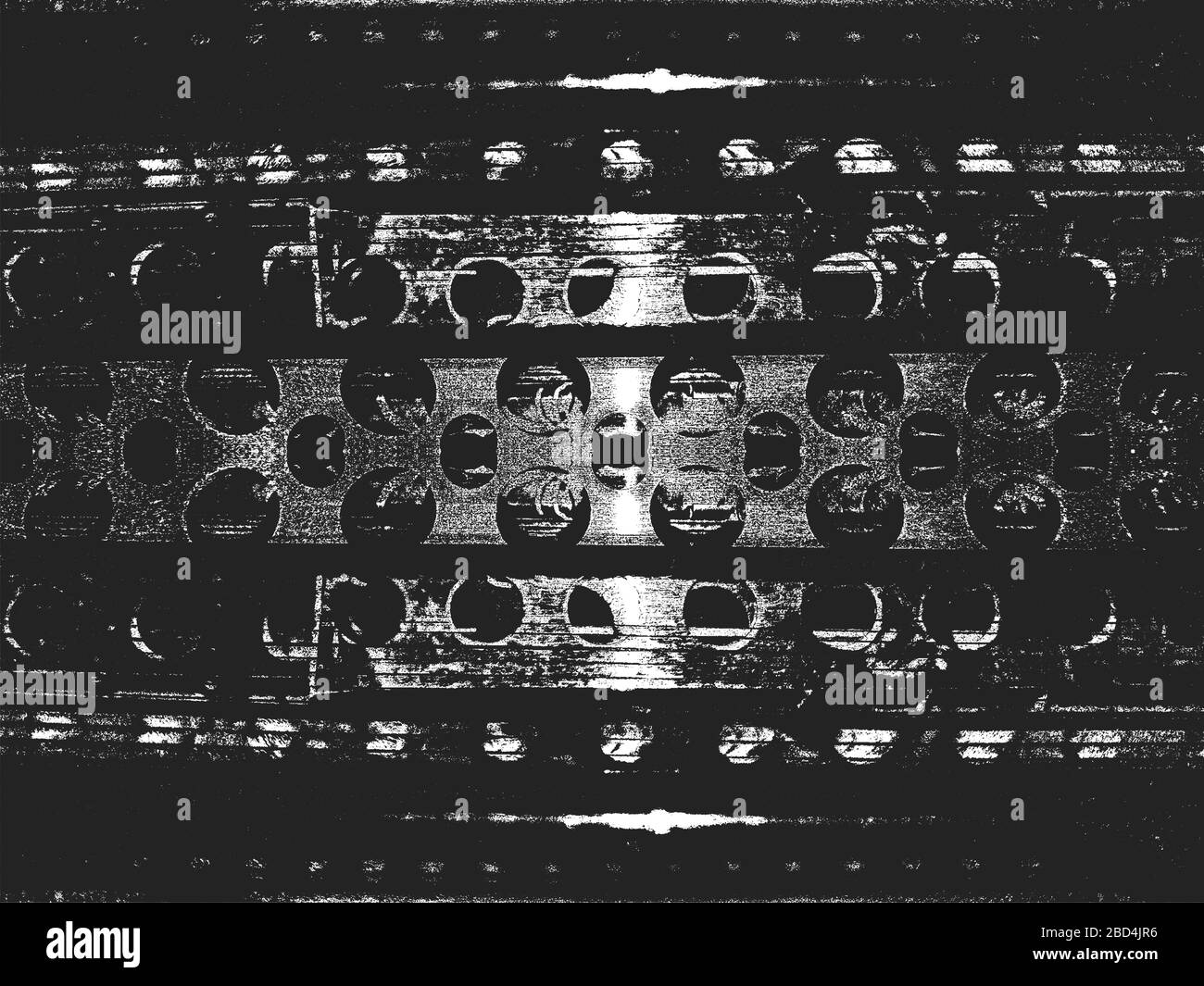 Distress peeled, scrathed metal plate vector texture with profiles