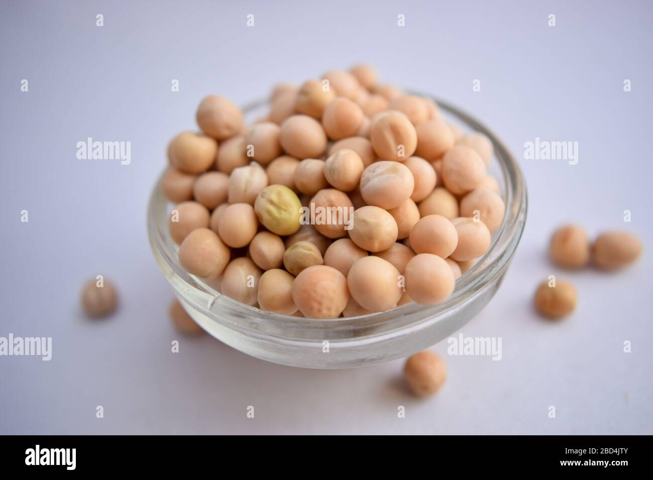 white Peas in A Glass Bowl on White Background Close-Up Stock Photograph Image Stock Photo