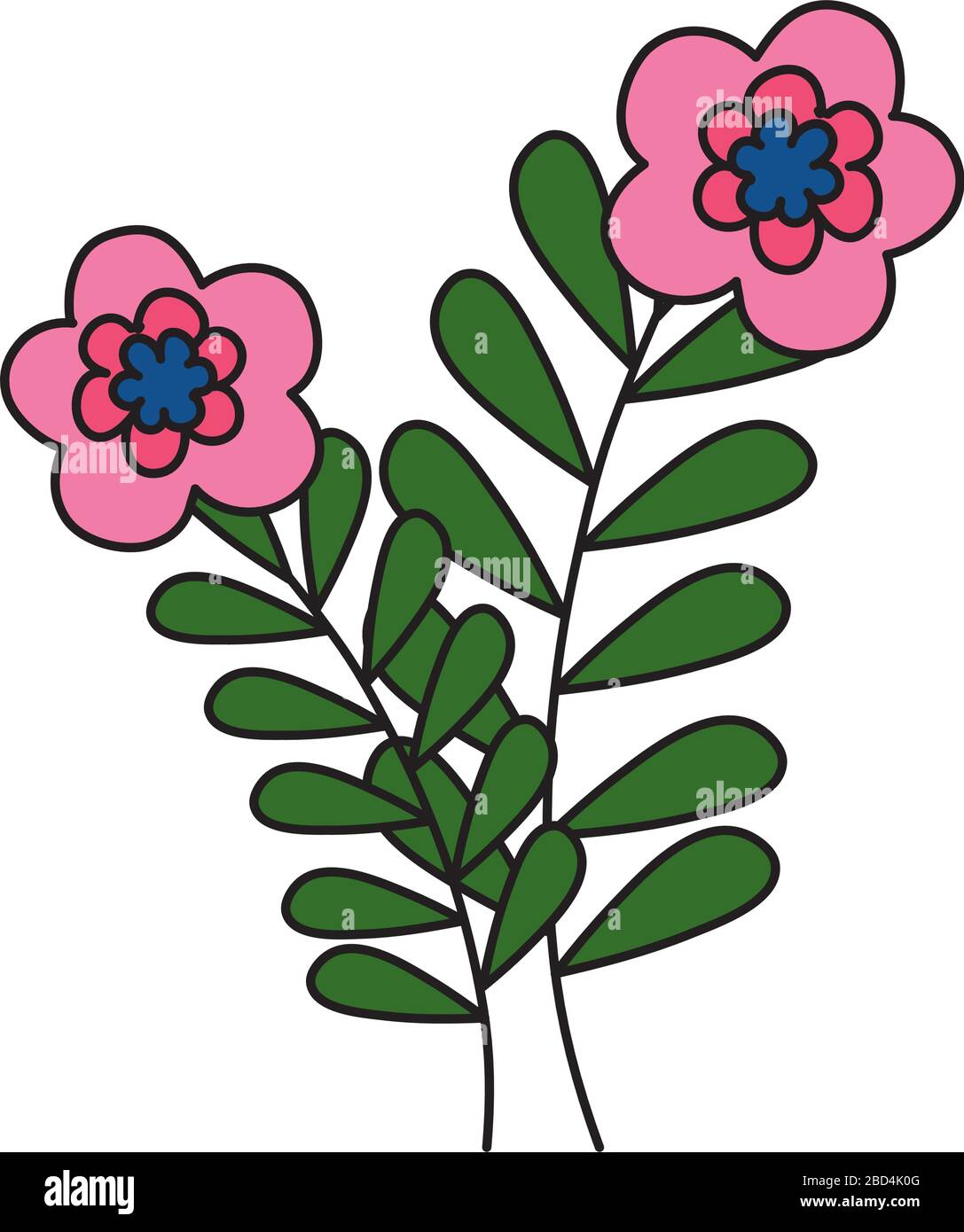 Isolated flowers with leaves vector design Stock Vector Image & Art - Alamy