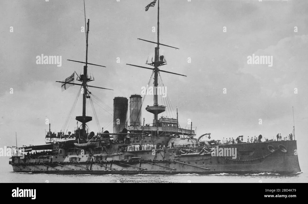 HMS Glory, a pre-dreadnought battleship of the British Royal Navy ca. 1910-1915 Stock Photo