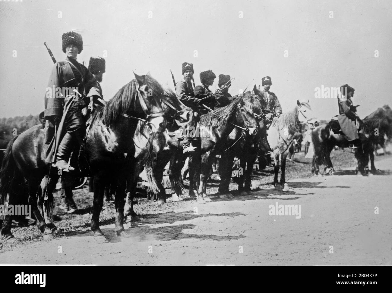 Russian cossacks during World War I ca. 1914-1915 Stock Photo
