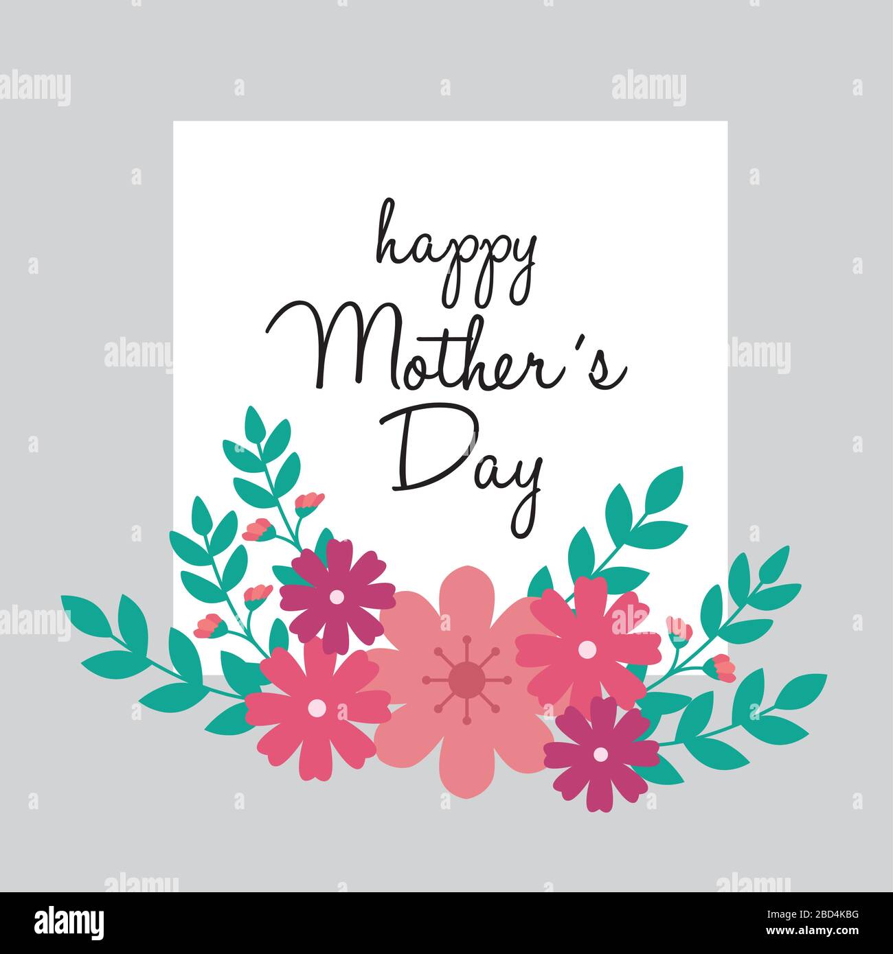 happy mother day card with square frame and flowers decoration Stock ...