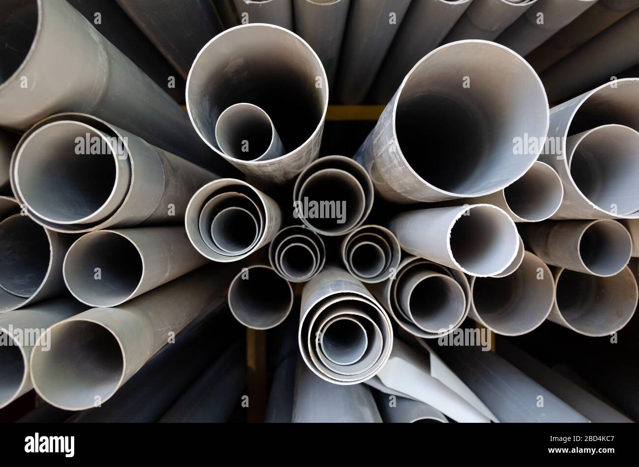 Random, Full Frame Circles Design made by Ends of PVC Pipes Stock Photo