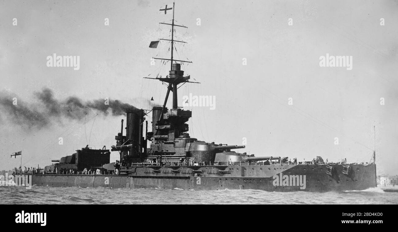 HMS Iron Duke, a dreadnought battleship of the Royal Navy ca. 1912-1915 Stock Photo