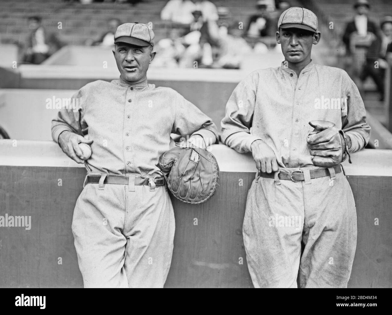 Baseball players John Barney 'Dots' Miller and Patrick Francis O'Connor ca. 1914 Stock Photo