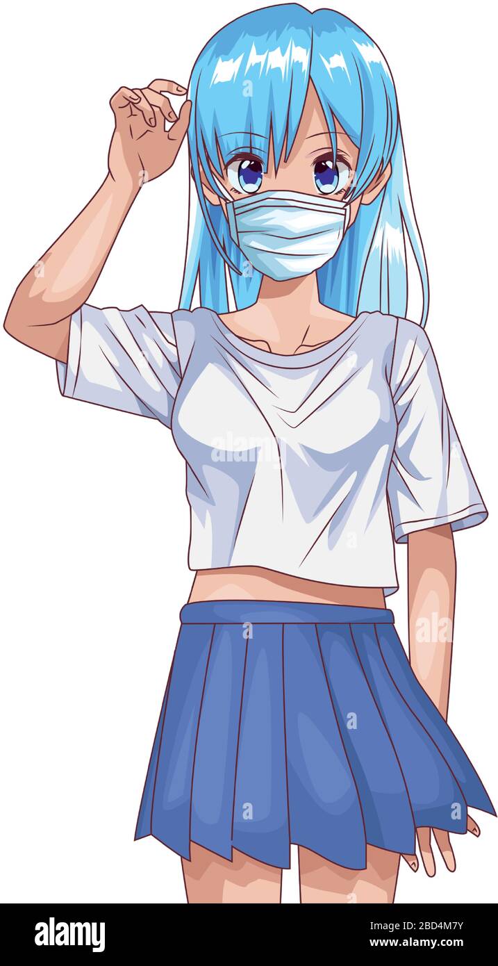 woman using face mask anime character Stock Vector Image & Art Alamy