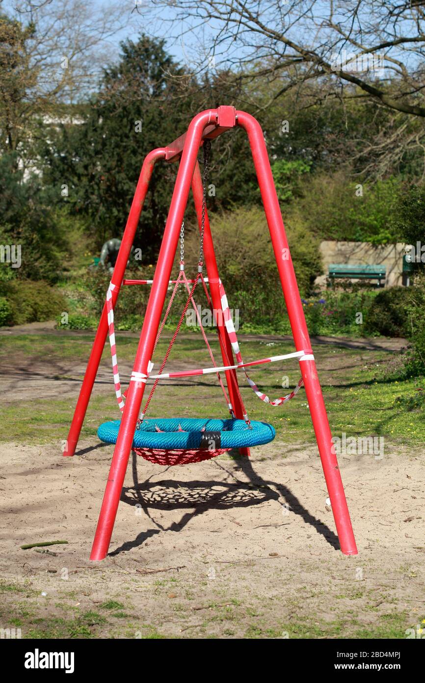 Empty playground, closed due to corona virus, forbidden to enter, Germany,  Europe Stock Photo - Alamy