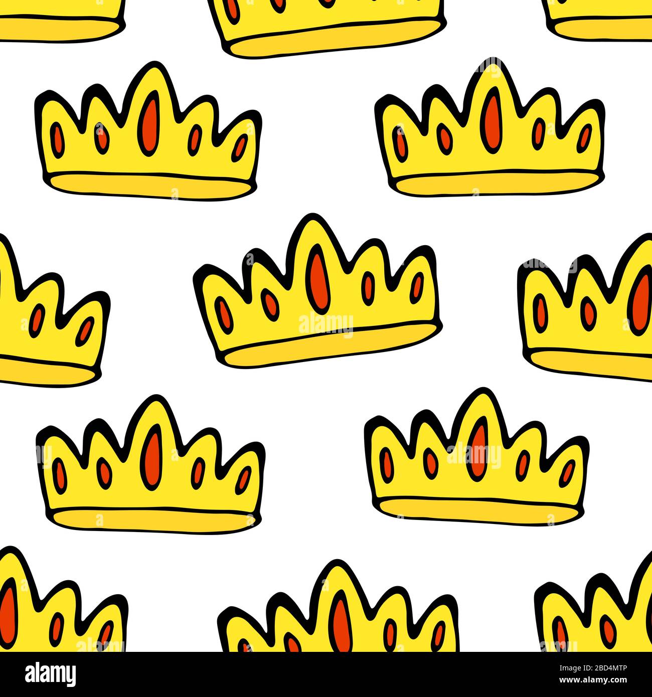 Doodle crowns seamless pattern. Hand drawn luxury background. Cute baby ...
