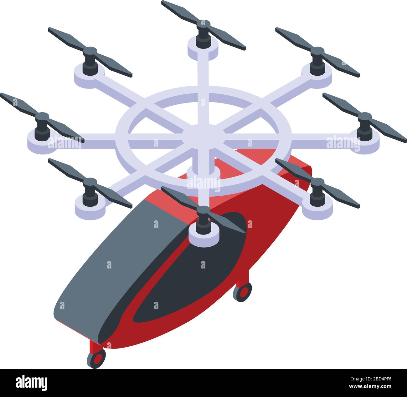 Flying taxi icon, isometric style Stock Vector
