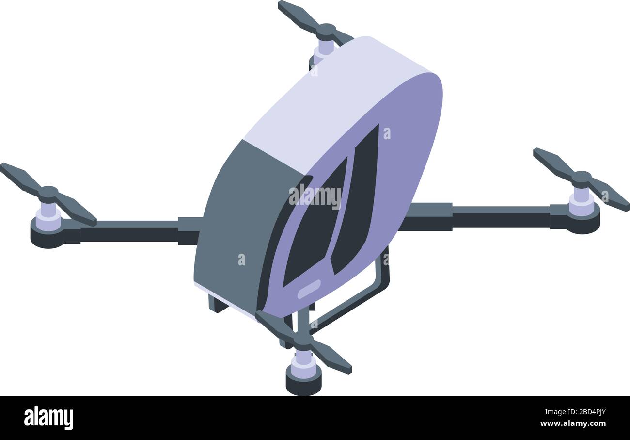 Flying taxi drone icon, isometric style Stock Vector