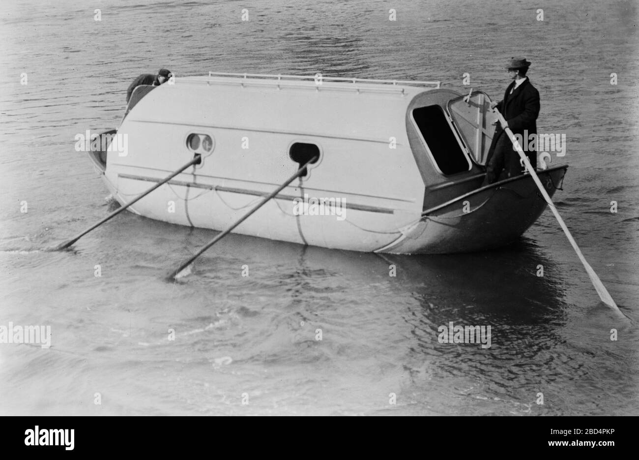 Photo shows metal lifeboats designed by Andreas Petrus (Andrew Peter) Lundin (1869-1929), of New York for the Welin Marine Equipment Company Stock Photo