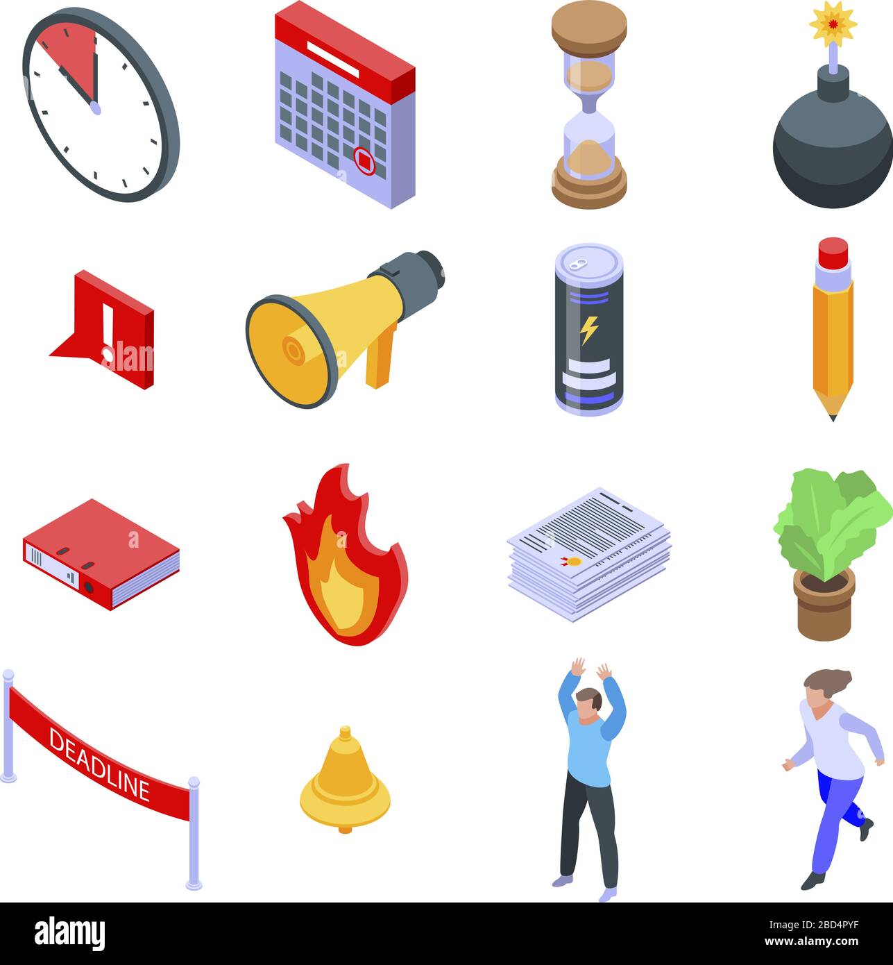 Deadline icons set, isometric style Stock Vector