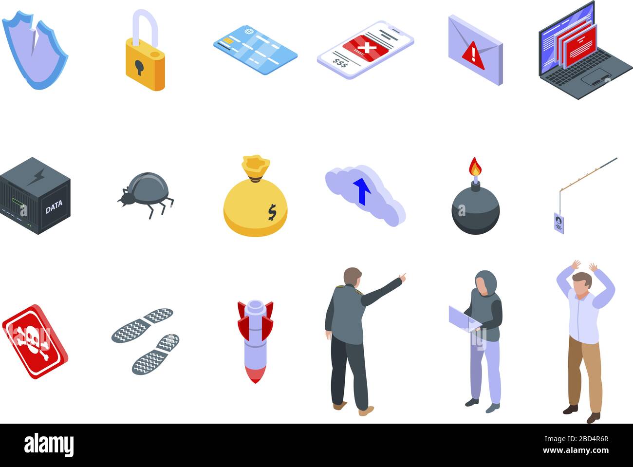 Fraud icons set, isometric style Stock Vector
