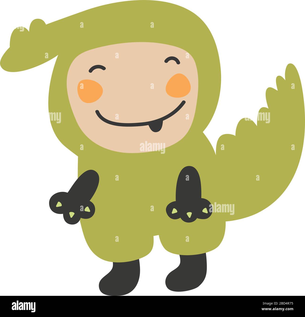 Cute Kids Character. Vector illustration kid wearing animal costumes. Crocodile costume child. Stock Vector