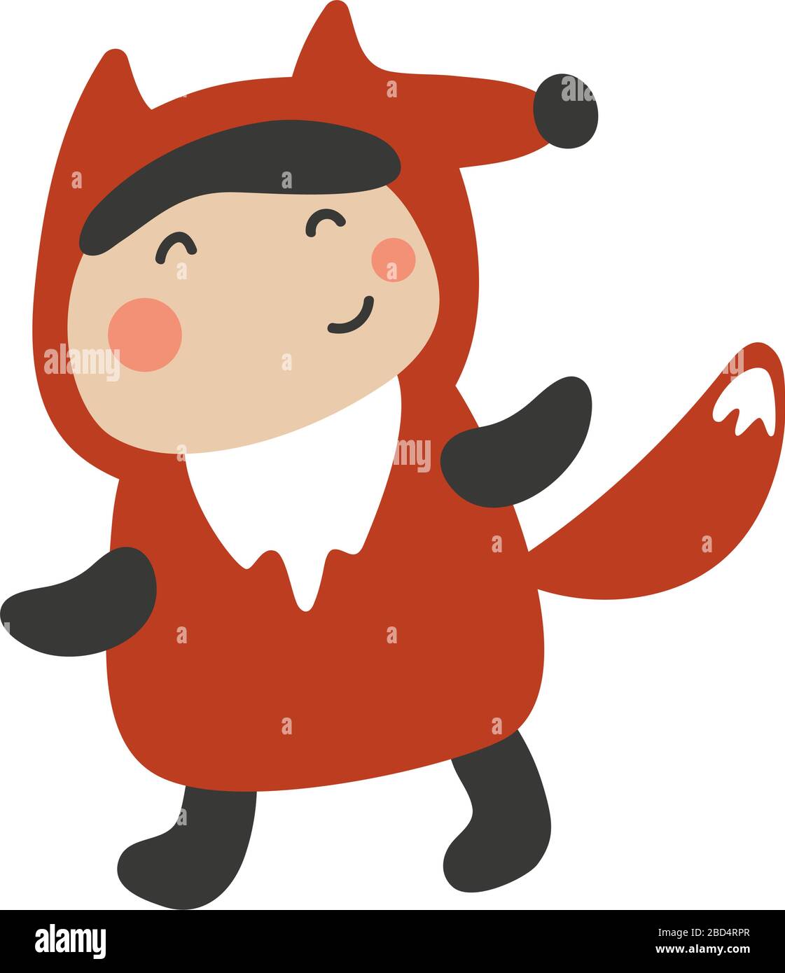 Cute Kids Character. Vector illustration kid wearing animal costumes. Fox costume child. Stock Vector
