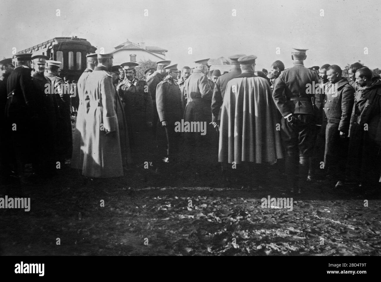King Ferdinand of Bulgaria visits Turk prisoners ca. 1912 or 1913 Stock Photo
