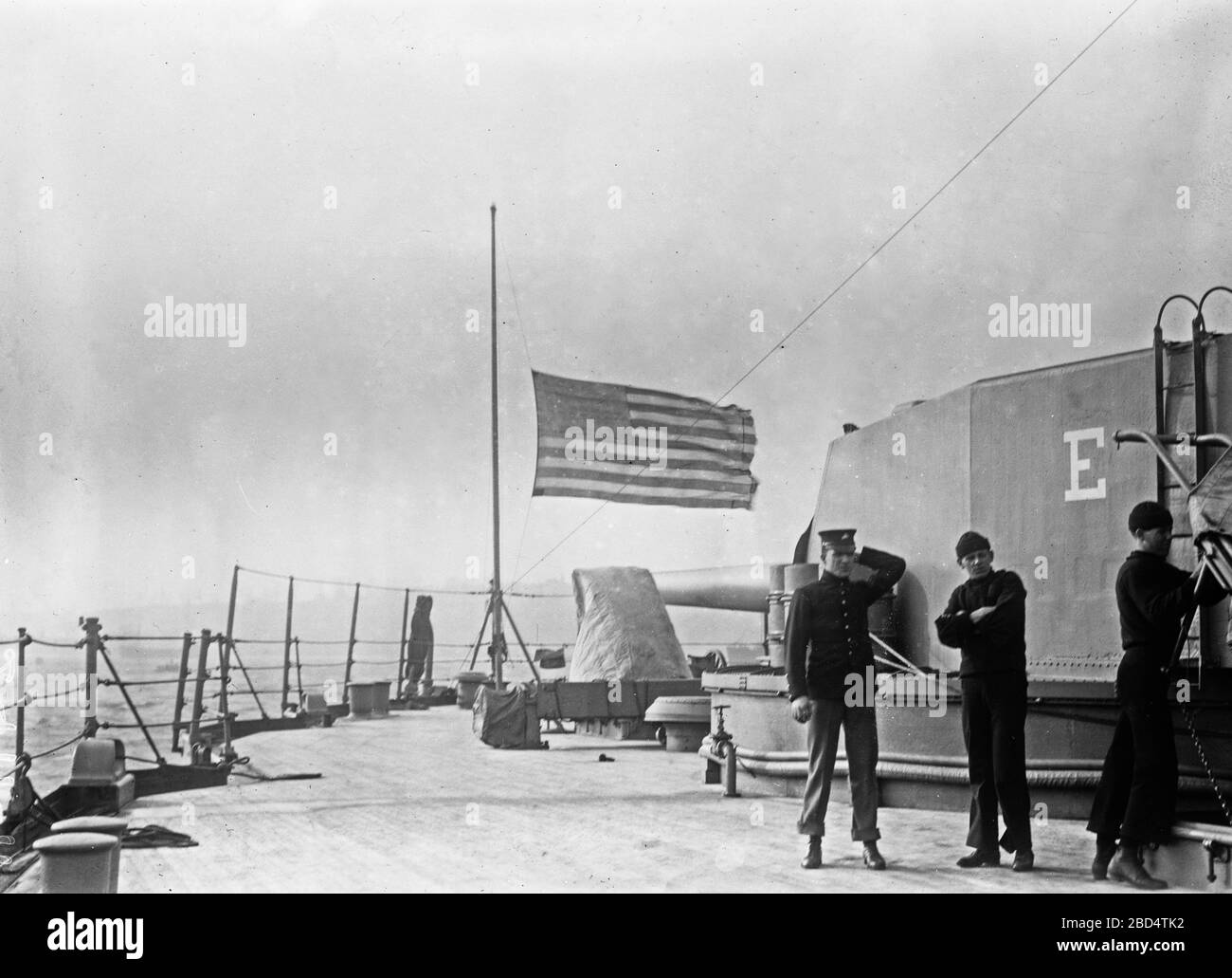Flag at half mast on the U.S.S. FLORIDA ca. 1913 Stock Photo Alamy