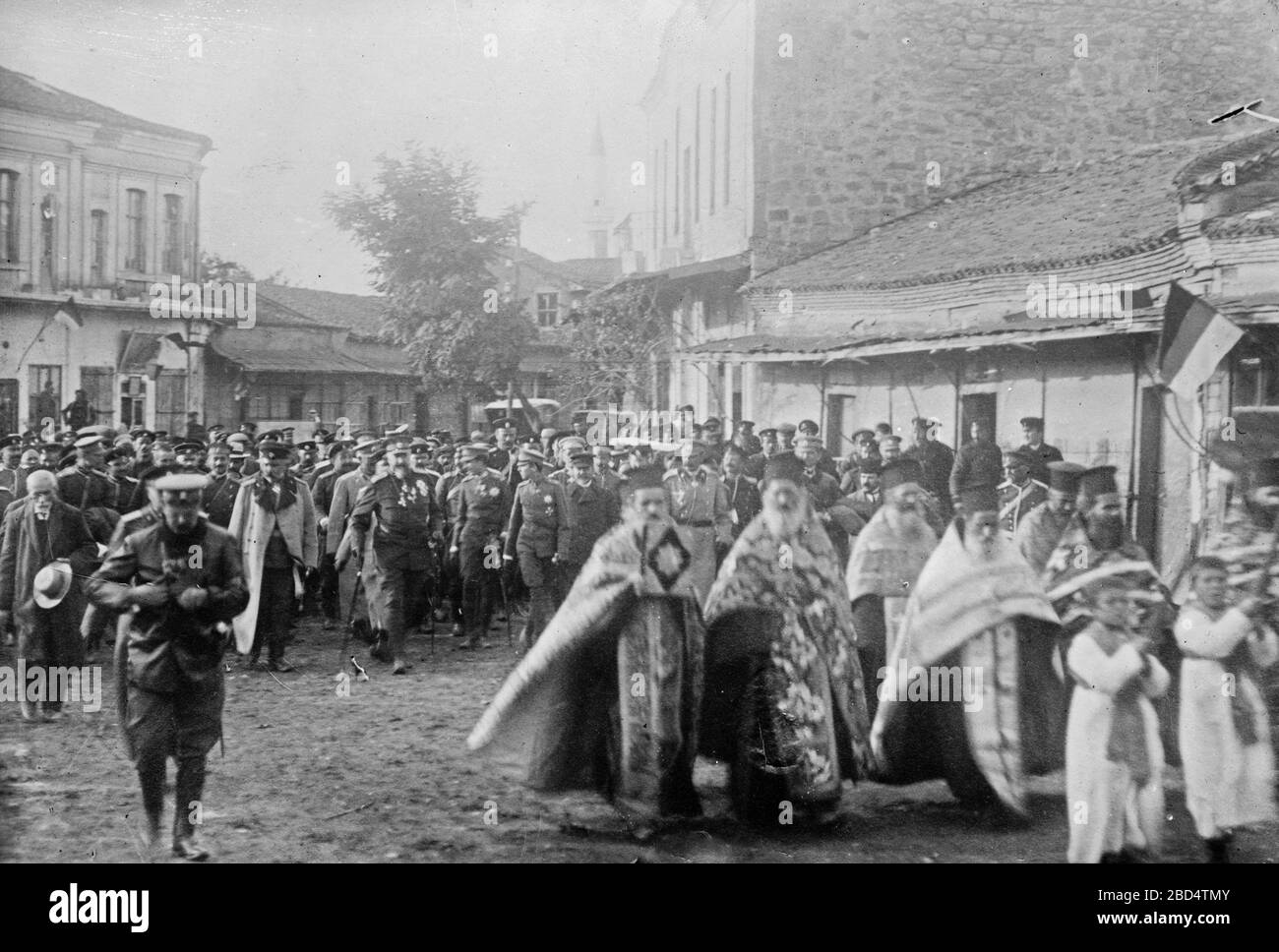 Ferdinand I, King of Bulgaria, in a procession with religious and miliatary figures in Mustapha Pasha ca. 1912 Stock Photo